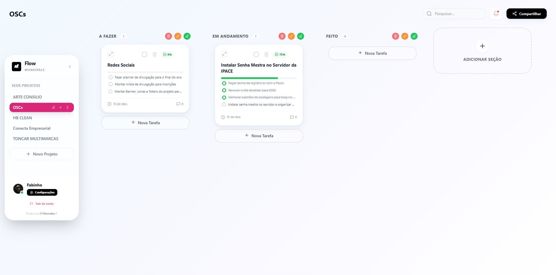 Flow Workspace - Interface Principal