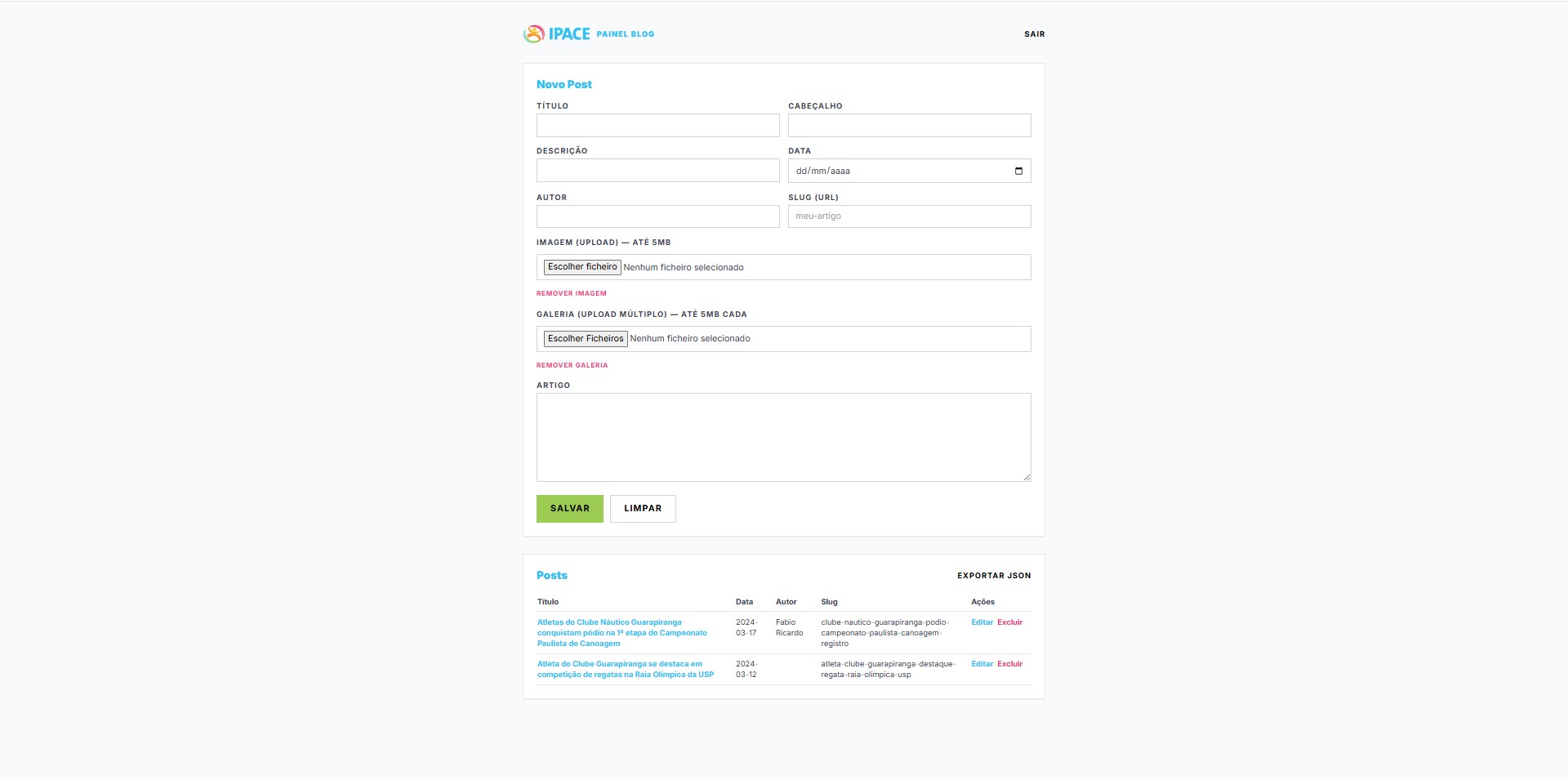 IPACE - Painel Admin
